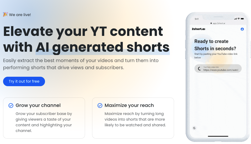 2short.ai - A tool to create youtube shorts