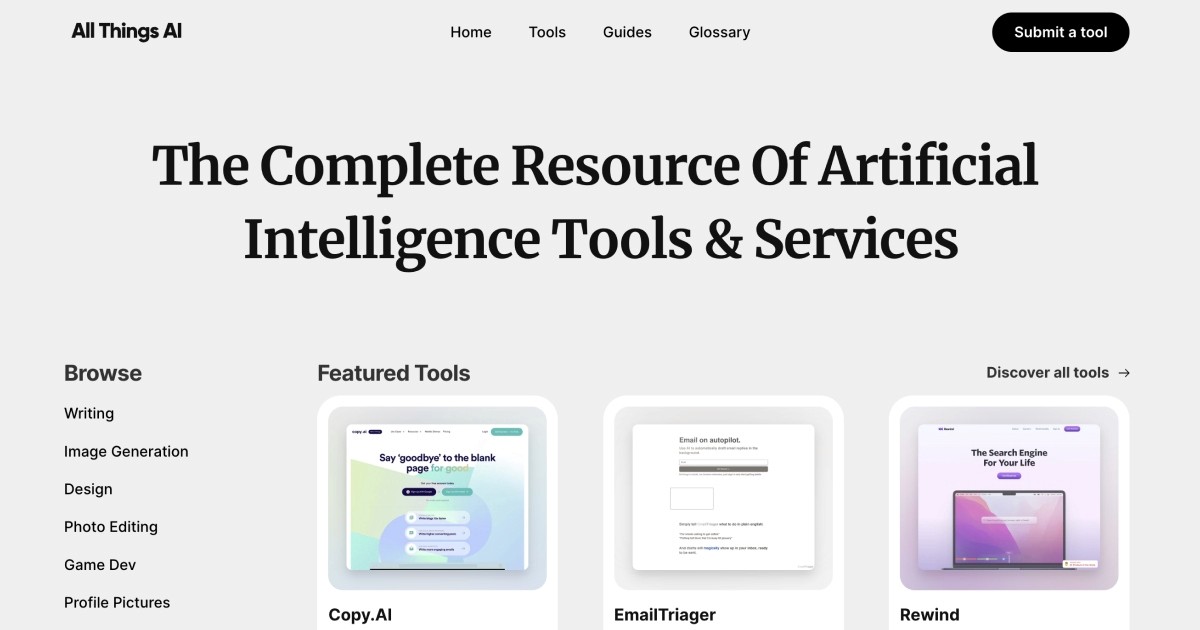 All Things AI - A comprehensive directory of AI tools and services