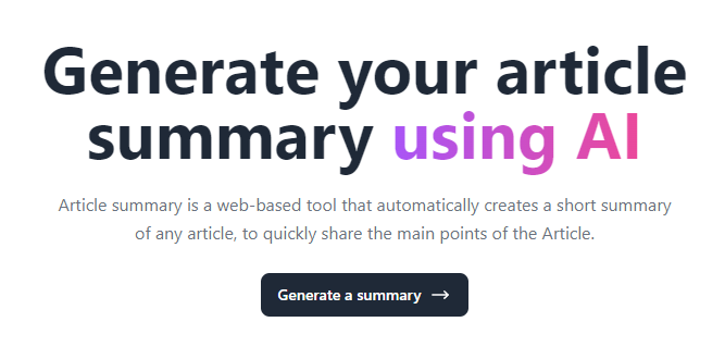 Article Summary - Generates articles summaries in Arabic, English, and French from a URL