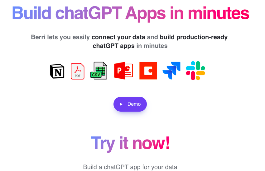 Berri.ai - A tool to create chatGPT apps with own data