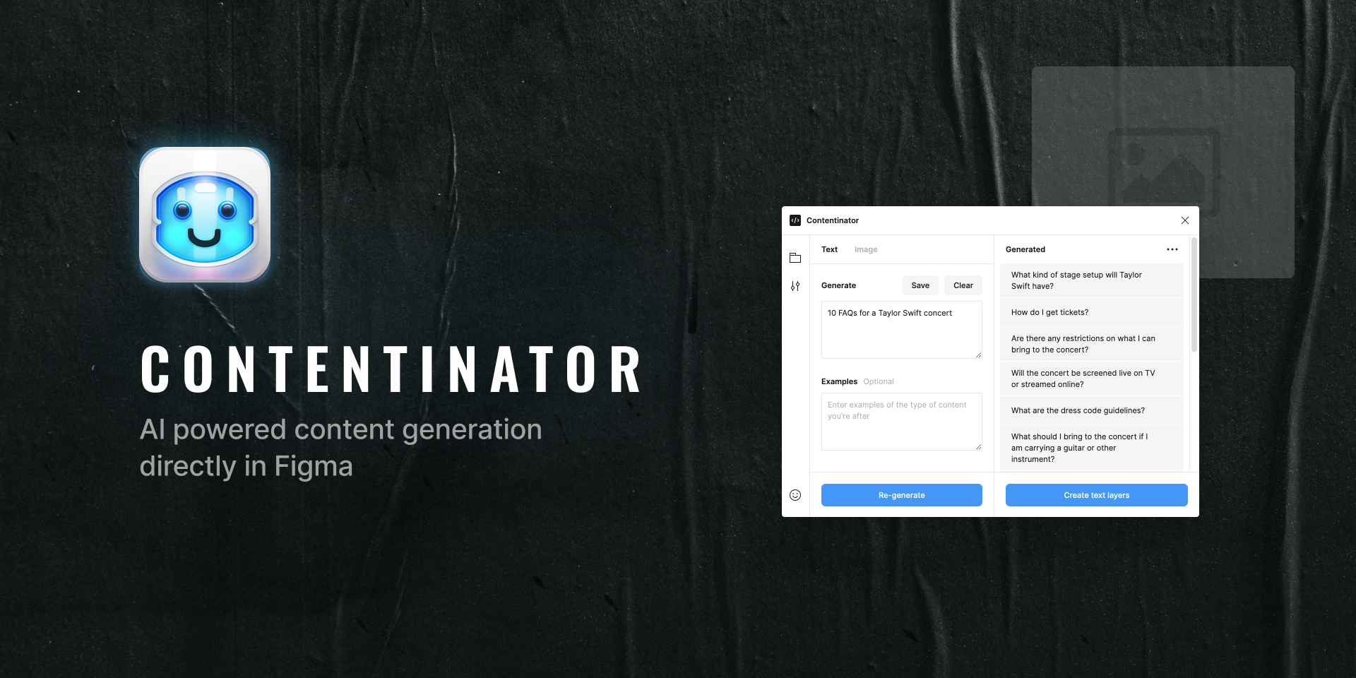 Contentinator-コンテンツ、画像、コピーライティングを生成するFIGMAプラグイン
