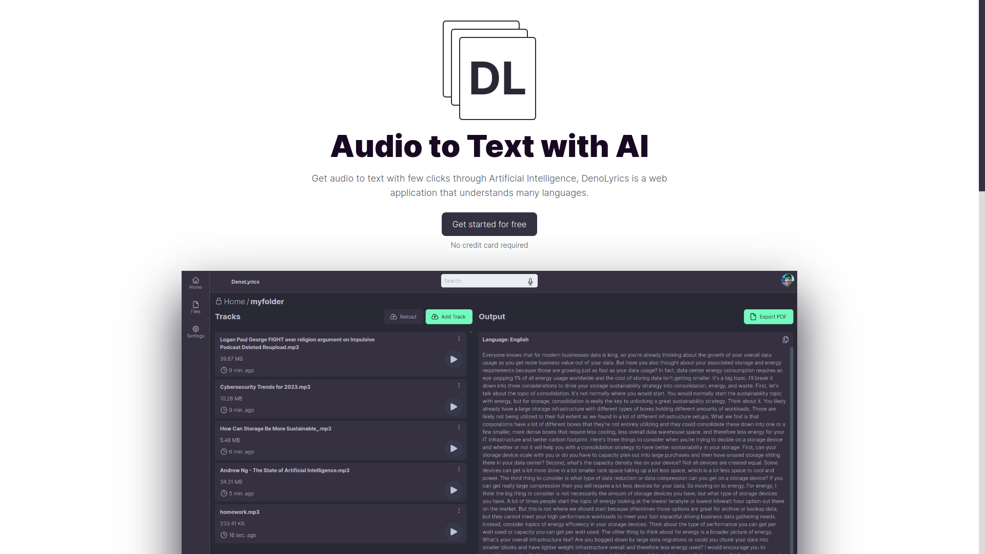 DenoLyrics - A tool to transcribe audio into text in over 50 languages