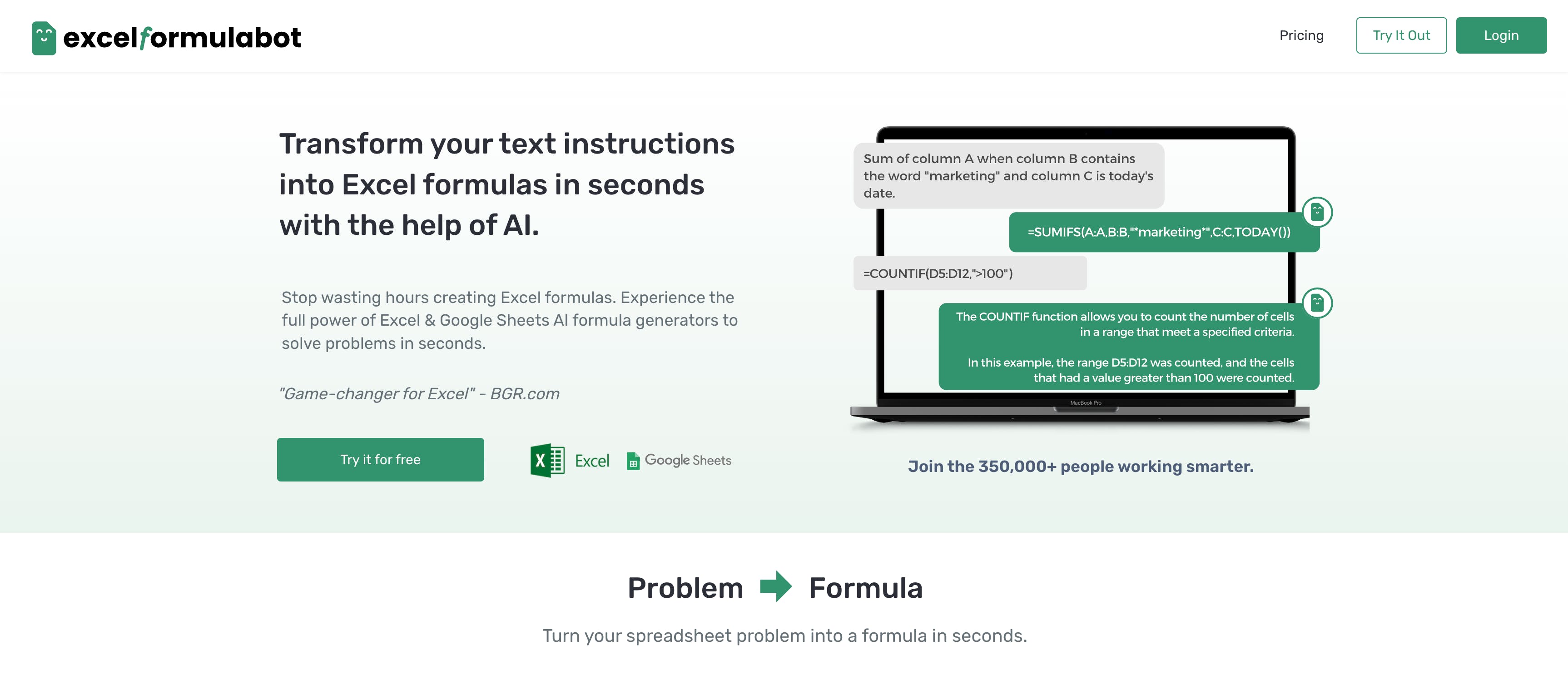 Excel Formula Bot - Use normal language to create complex Excel formulas