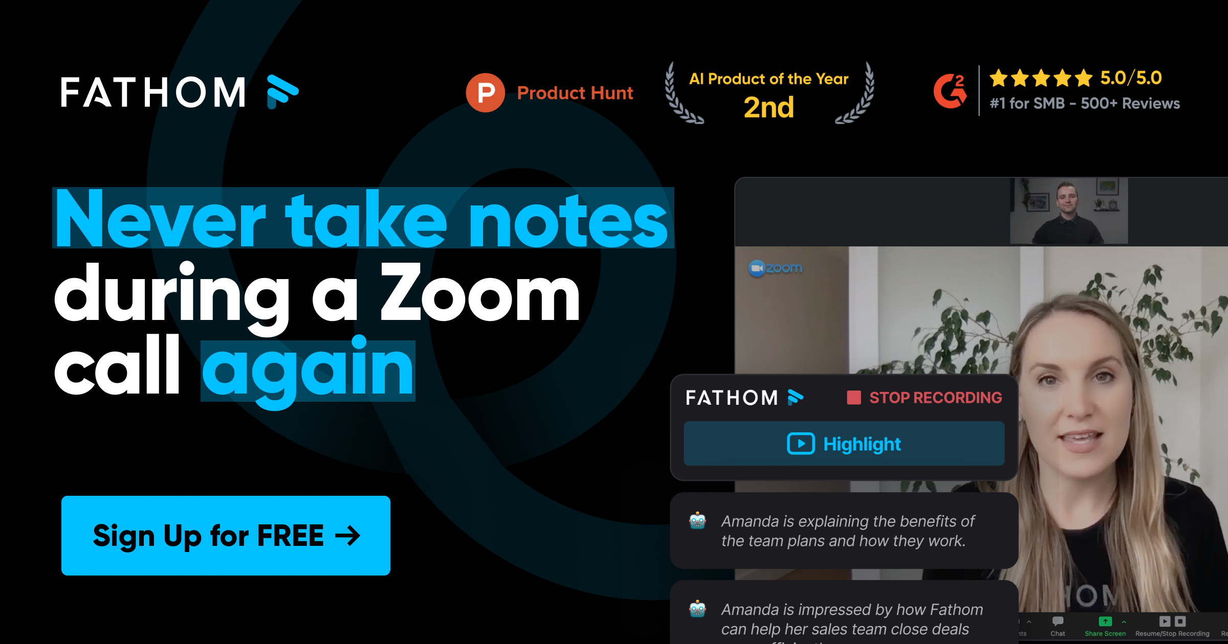 Fathom - A meeting assistant to transcribe and summarizes meetings