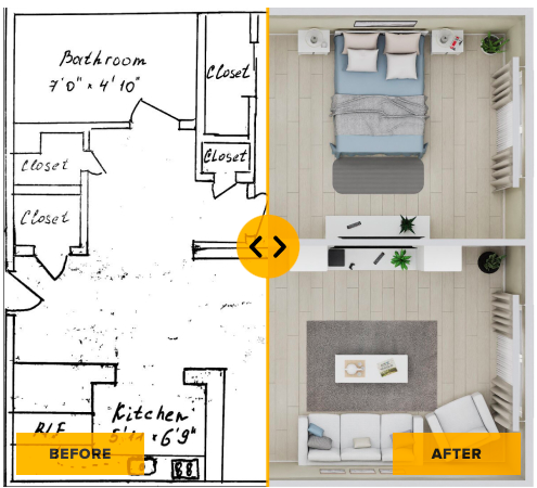 Obtenez un plan d'étage - un service pour les plans d'étage 2D, 3D et les visites virtuelles à 360 °
