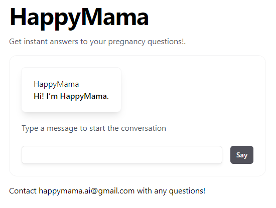 Happy Mama - Pregnancy support tool that provides quick answers to questions