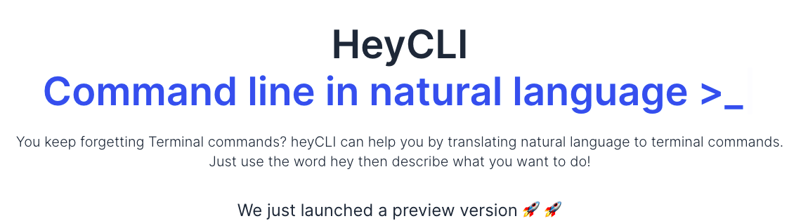 Heycli - Ein Befehlszeilen -Tool, das natürliche Sprache in Terminalbefehle übersetzt