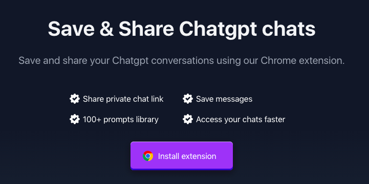 ListGPT - Une extension Google Chrome pour enregistrer et partager les conversations Chatgpt, invite la bibliothèque et l'exportation des messages en tant que fichiers texte