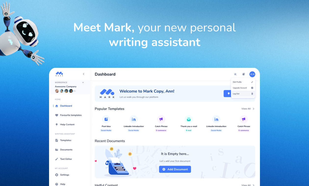 Mark Copy AI - Create, schedule, publish, and easily manage your content creation at scale