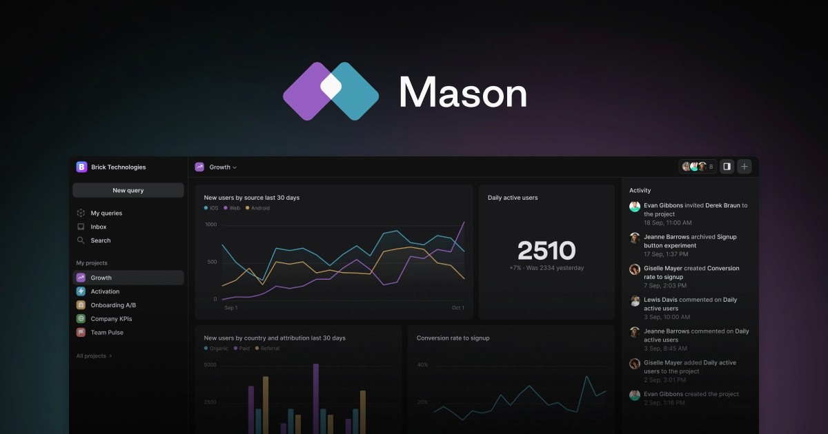 Мейсон - AI -аналитика данных для команд, создающих программное обеспечение