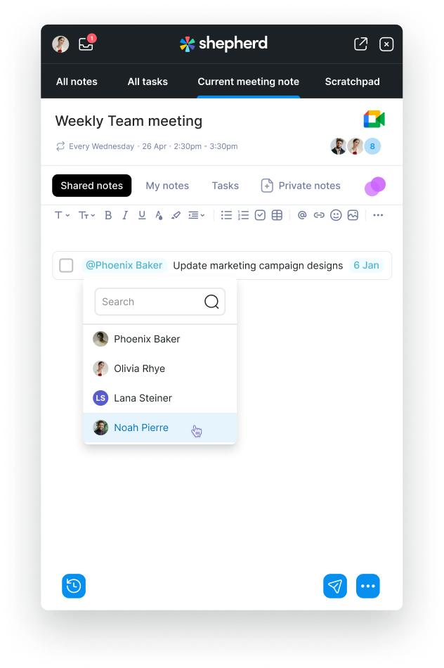 Meet Shepherd - A remote meeting tool for teams with note and task taking