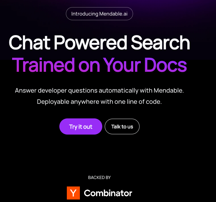 Mendable - A tool to create a chat powered search trained on your documentations