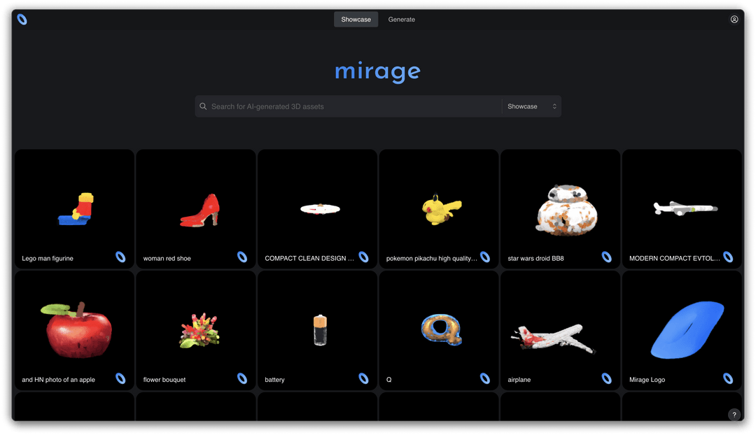 Mirage - 3D -прототипирование с AI -мощным