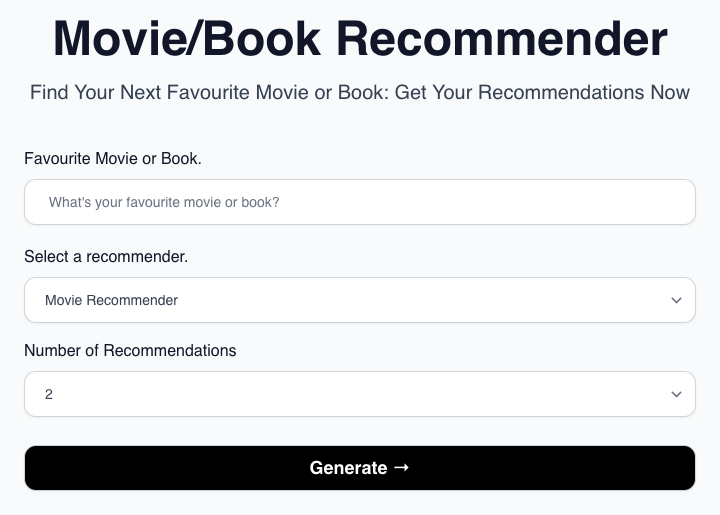 Movie & Book Recommender - A tool for movie and book recommendations
