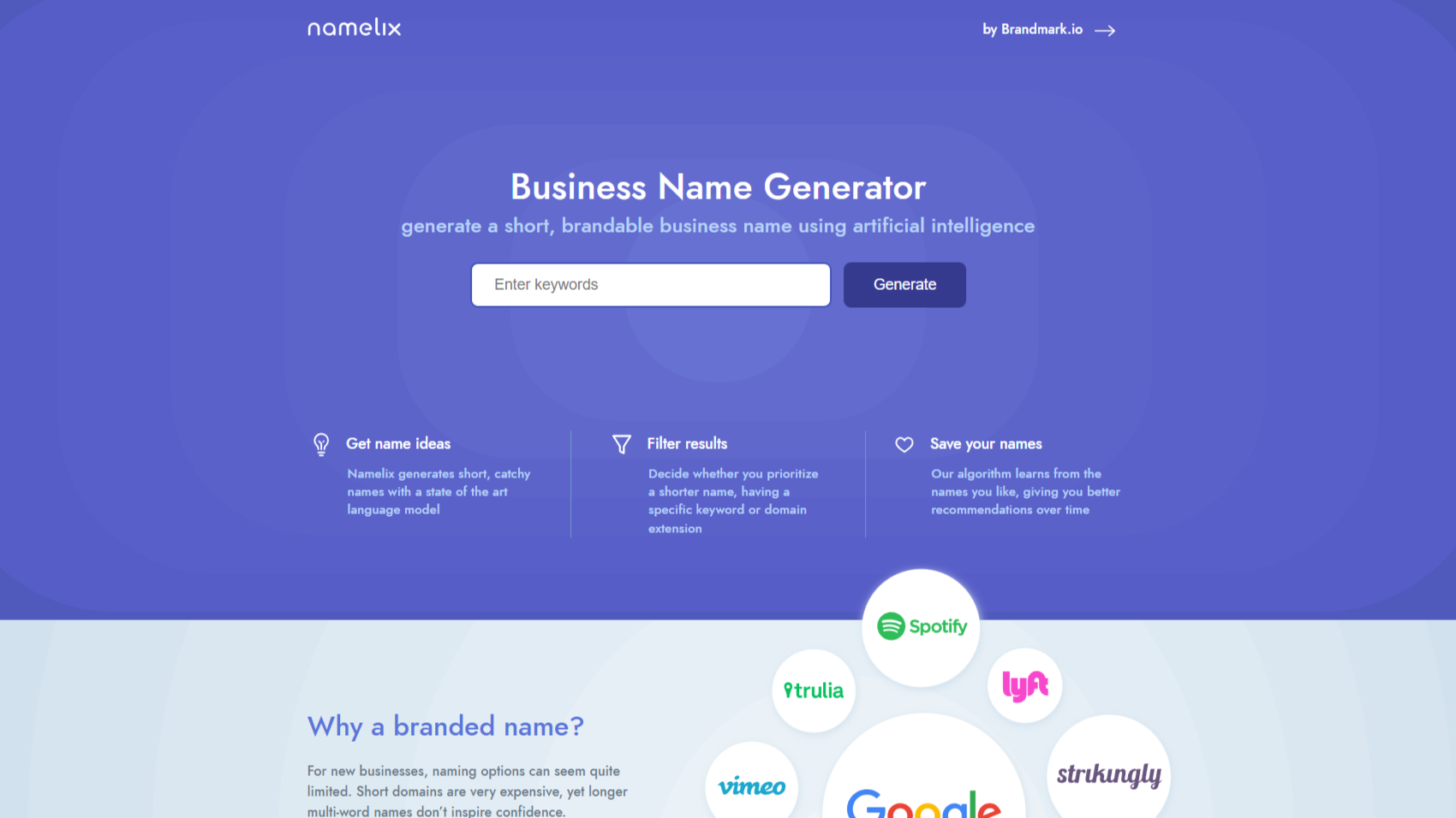 Namelix - AI business name generator
