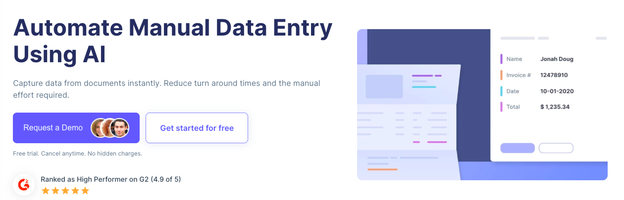 Nanonets - A tool to capturing data from documents and automate manual data entry work 