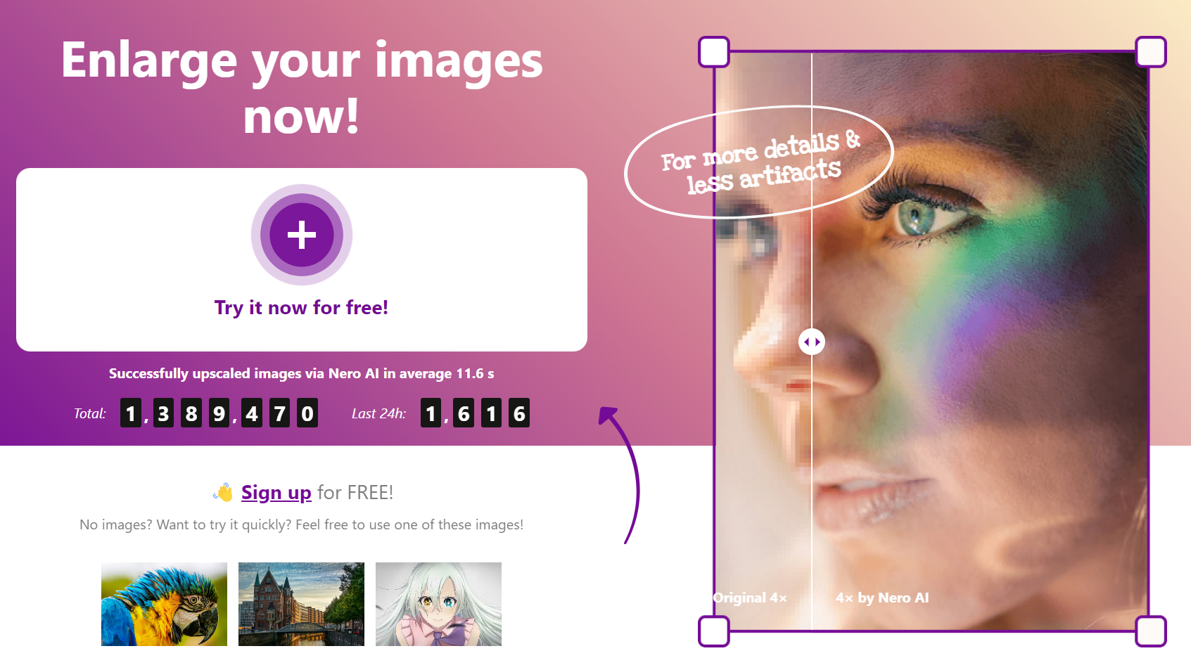 Nero Image Upscaler - Enlarge image size and resolution while maintaining quality