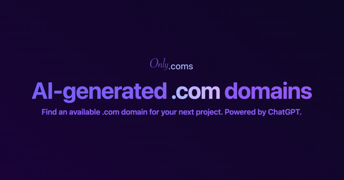 Only.Coms - A tool to generate com domain names