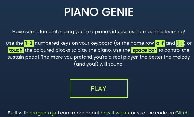 Piano Genie - A tool that lets you play the piano with their keyboard or phone