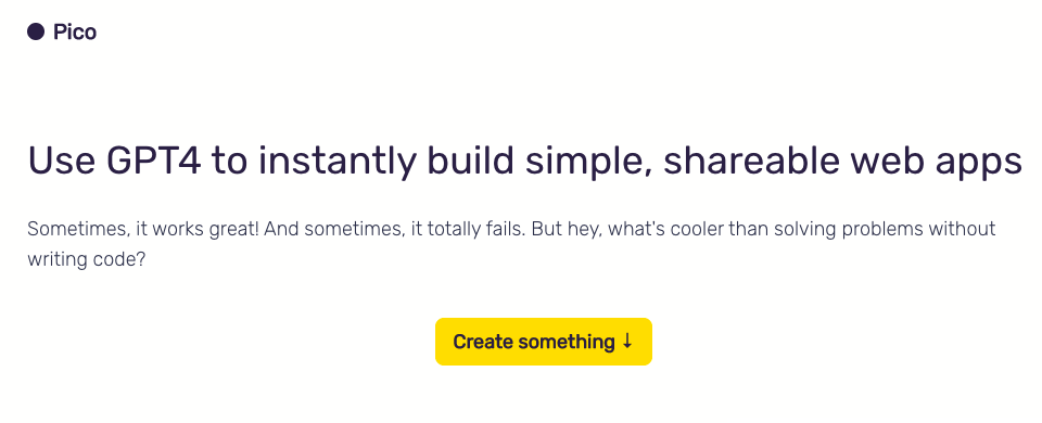 Pico - A tool to build web apps and shareable applications