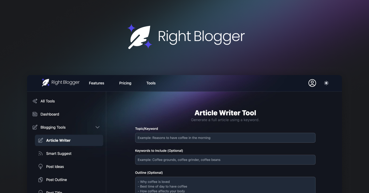 RightBlogger - A tool for blogging and content creation