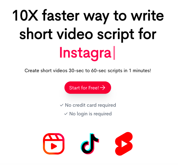 Scrip AI -Instagram用の短いビデオスクリプトを作成するツール