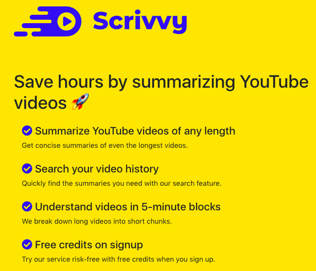 Scrivvy - A tool to summarize YouTube videos
