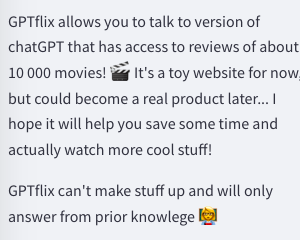 GPTFlix - A chatbot to talk about movies