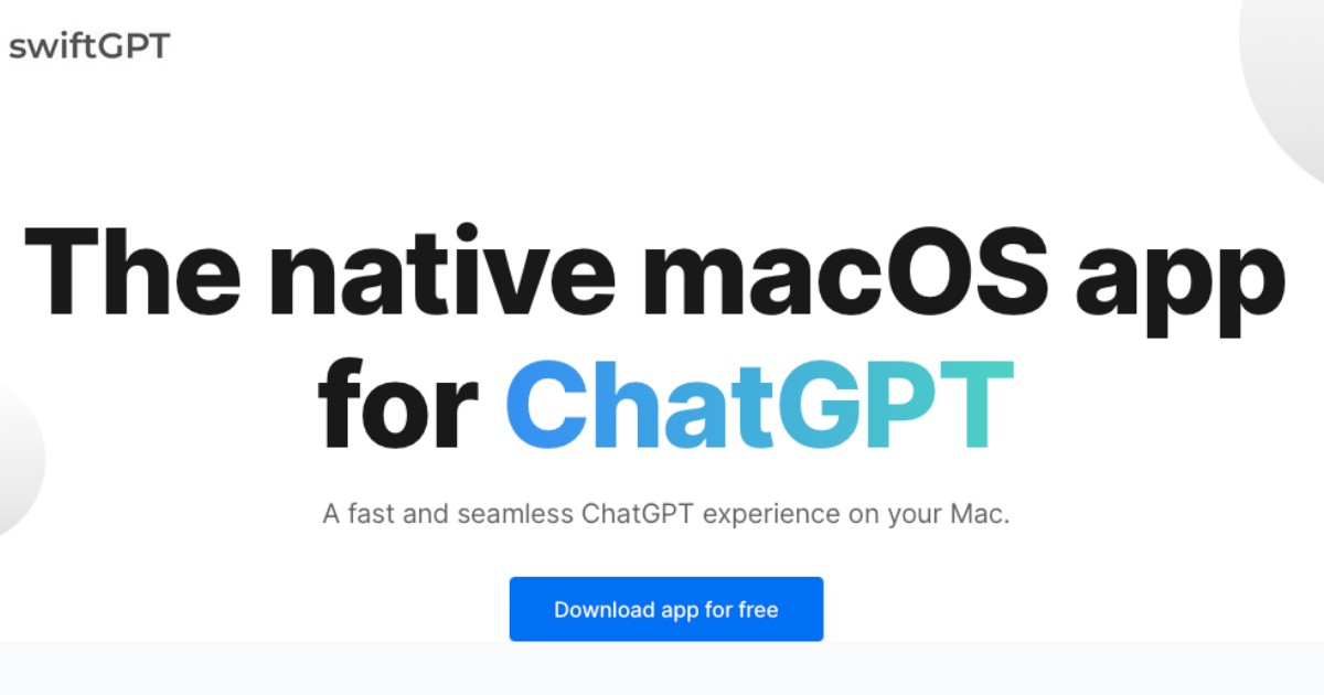 swiftGPT.app - A free macOS app for fast ChatGPT experience