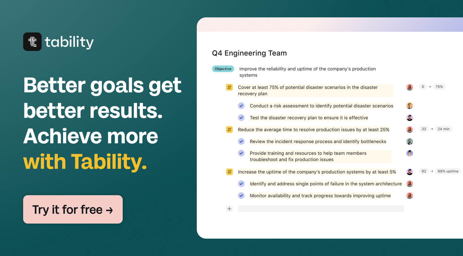 Tability - A tool for goal setting and tracking with OKRs