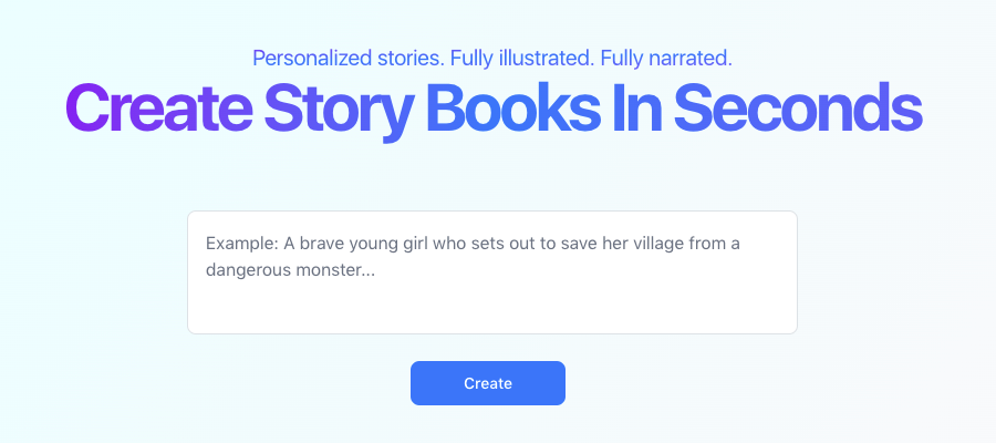 Tales Factory - Ein Werkzeug, um benutzerdefinierte Story -Bücher mit Illustrationen und Erzählungen zu erstellen