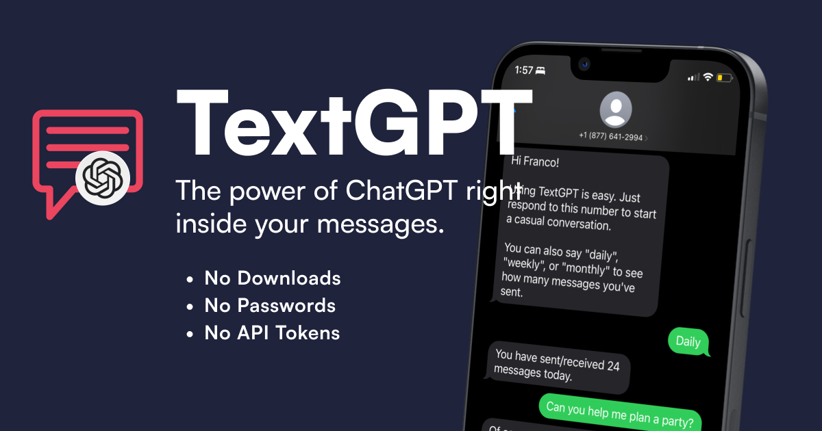 Text With Chat GPT - A chatbot to communicate with AI via text message for free
