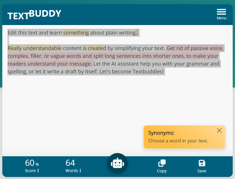 Textbuddy - Analyzes and improves your spelling, grammar, and readability