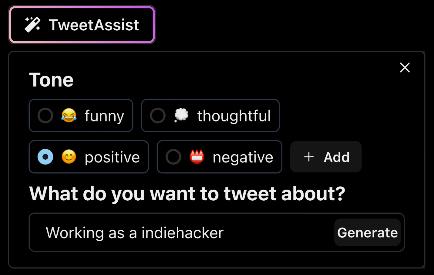 Aplicación de asistencia de tweet - Asistente de tweet de IA