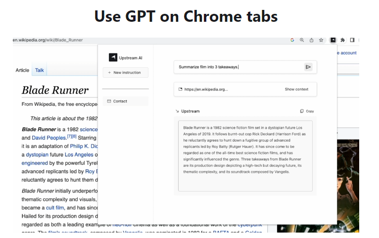 Upstream AI - Use GPT on Chrome tabs