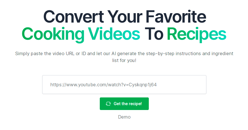 Video2recipe - инструмент для конвертации приготовления видео в рецепты