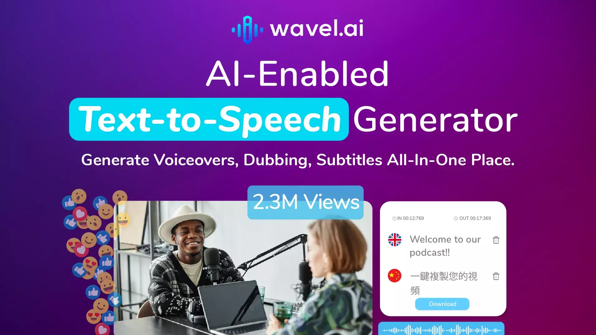 Wavel.ai - eine Plattform mit Videolösungen, einschließlich Untertiteln und Voiceovers
