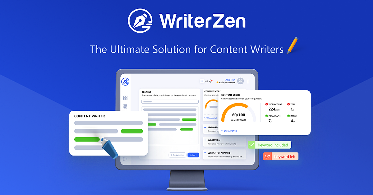 WriterZen - A content creation platform that helps with ideas and SEO-optimized content