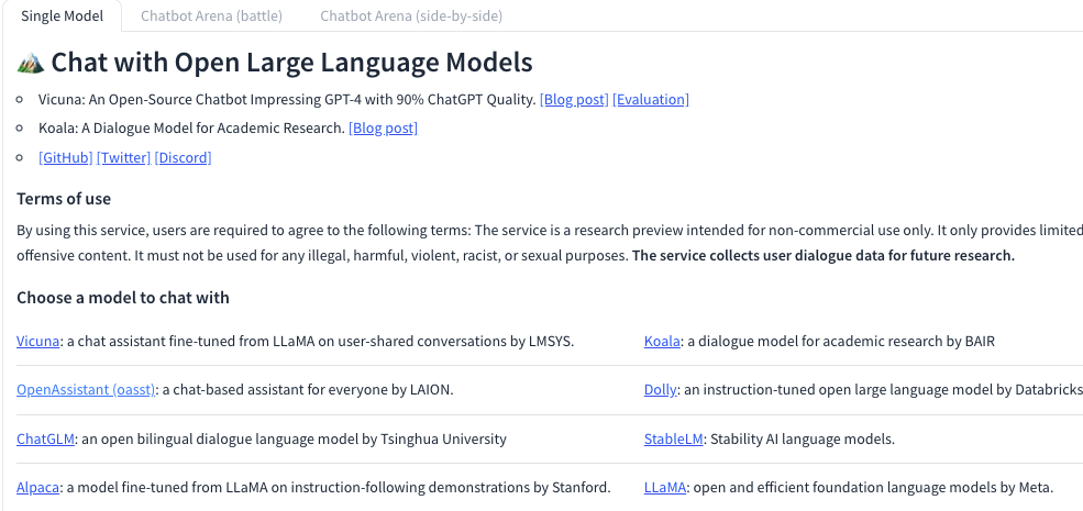 Chatbot Arena - eine Plattform zum Chat und Vergleichen großer Sprachmodelle