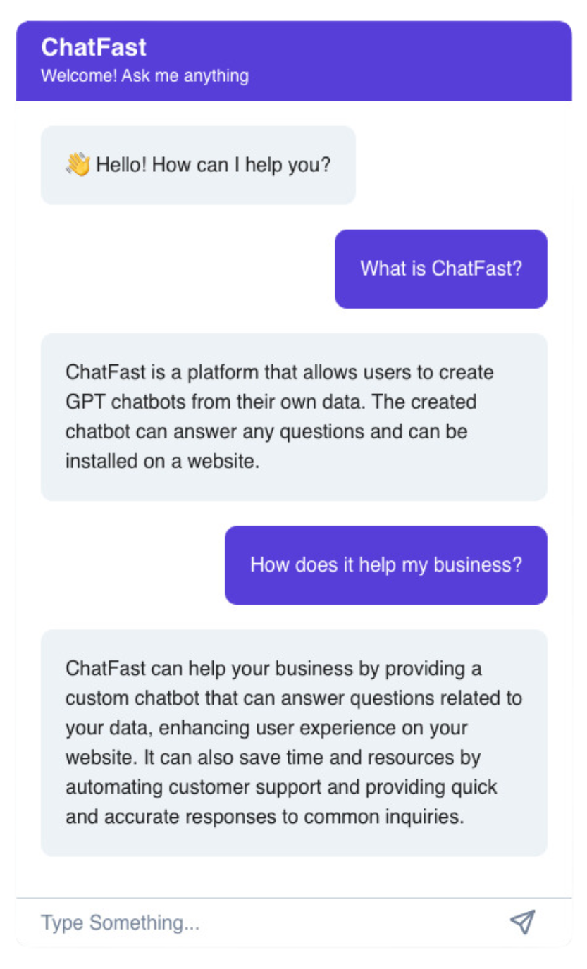 Chatfast - Ein Tool zum Erstellen von GPT -Chatbots aus verschiedenen Datenquellen