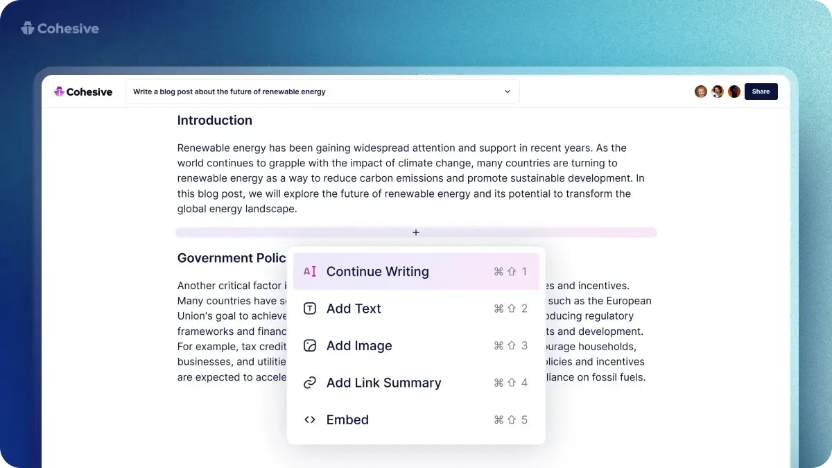 Cohesive - A suite of tools for content creation, editing and publishing