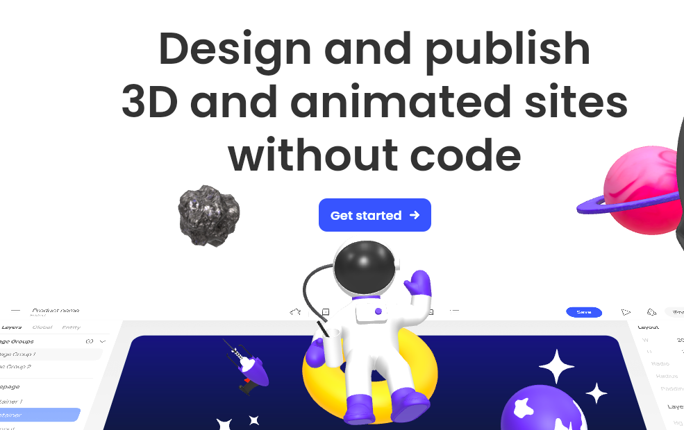Dora - A tool to create 3D and animated websites without coding