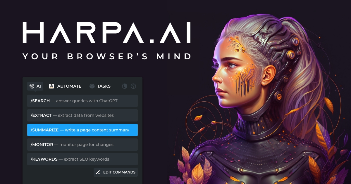 Harpa AI - A Google Chrome Extension automate web tasks with nocode and rpa system