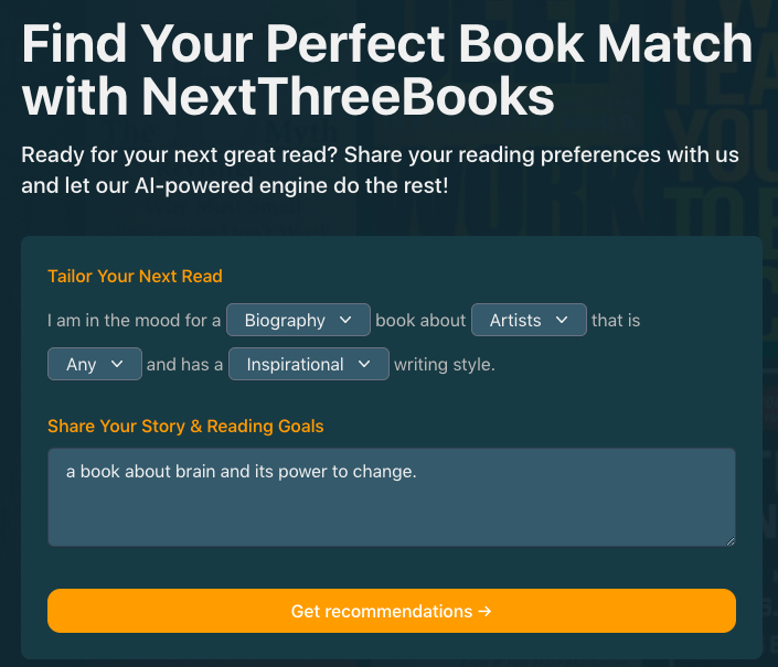 Siguientes tres libros: una herramienta para recomendaciones de libros personalizadas