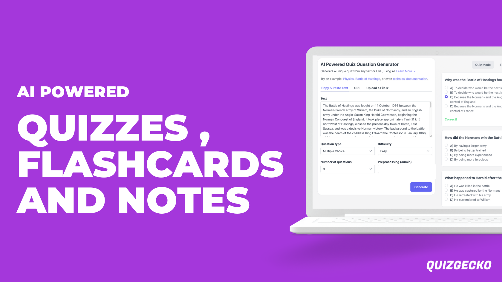 Quizgecko: una herramienta para cuestionarios, tarjetas flash y generación de notas