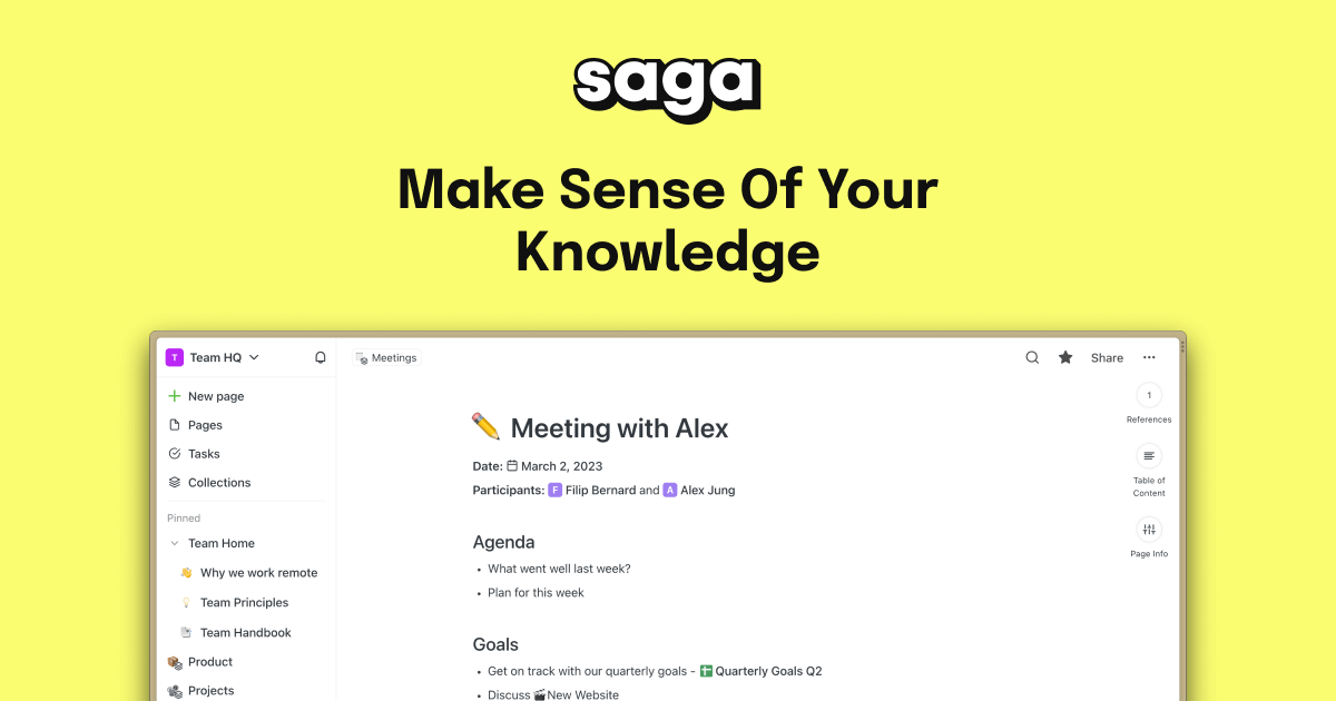 Saga: una plataforma con un conjunto de herramientas para la colaboración del equipo