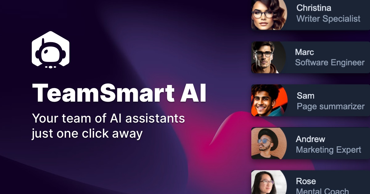 Teamsmart AI - расширение Google Chrome для производительности команд с помощью инструментов, управляемых искусственным интеллектом