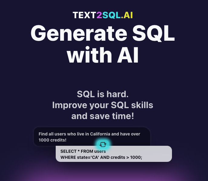 Text2sql.ai - un outil pour générer des requêtes SQL à partir de l'anglais simple