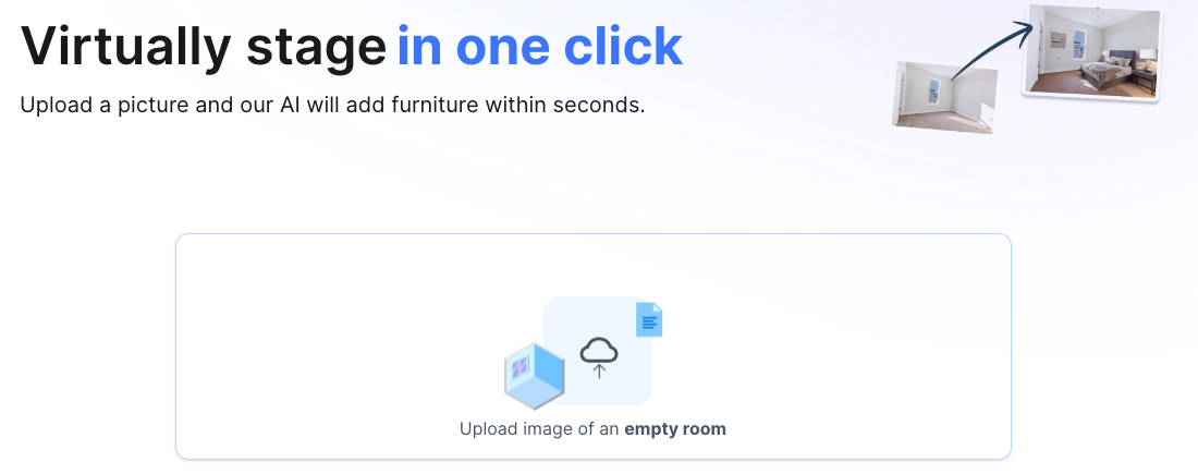 Виртуальная постановка AI - инструмент для добавления мебели в пустые комнаты изображения