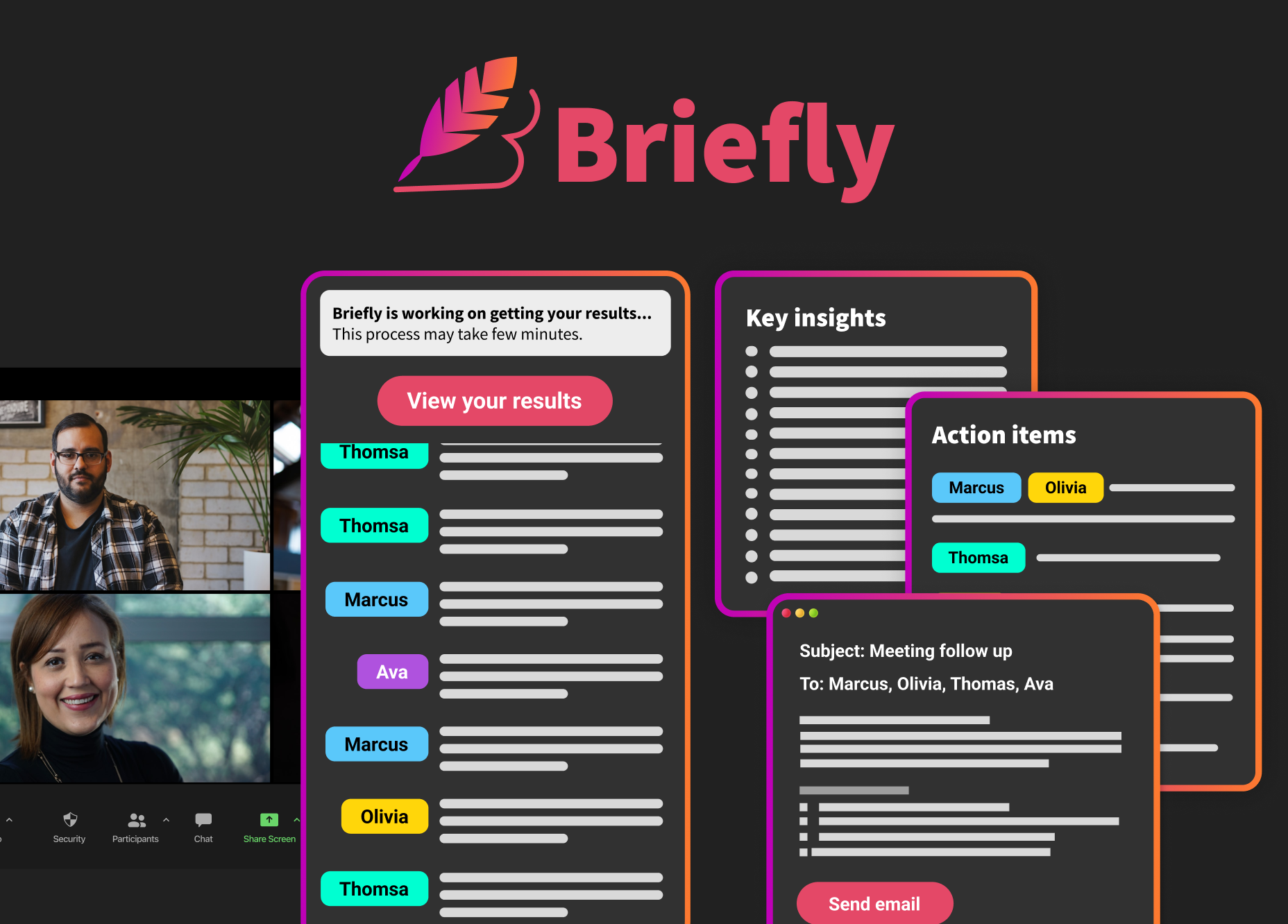 BrieflyAI - An tool to automate meeting transcription, summaries, and follow-up emails